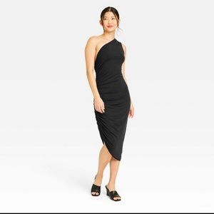 Women's One Shoulder Knit Dress - A New Day Black S